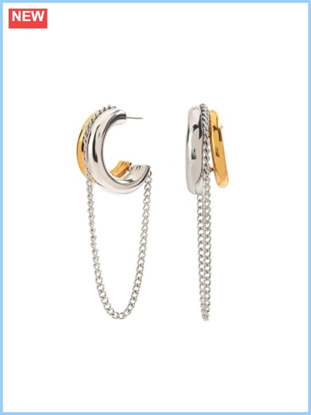 Gold Silver Tone Chain Tassel Hoop Earrings for Women Brass Jewelry